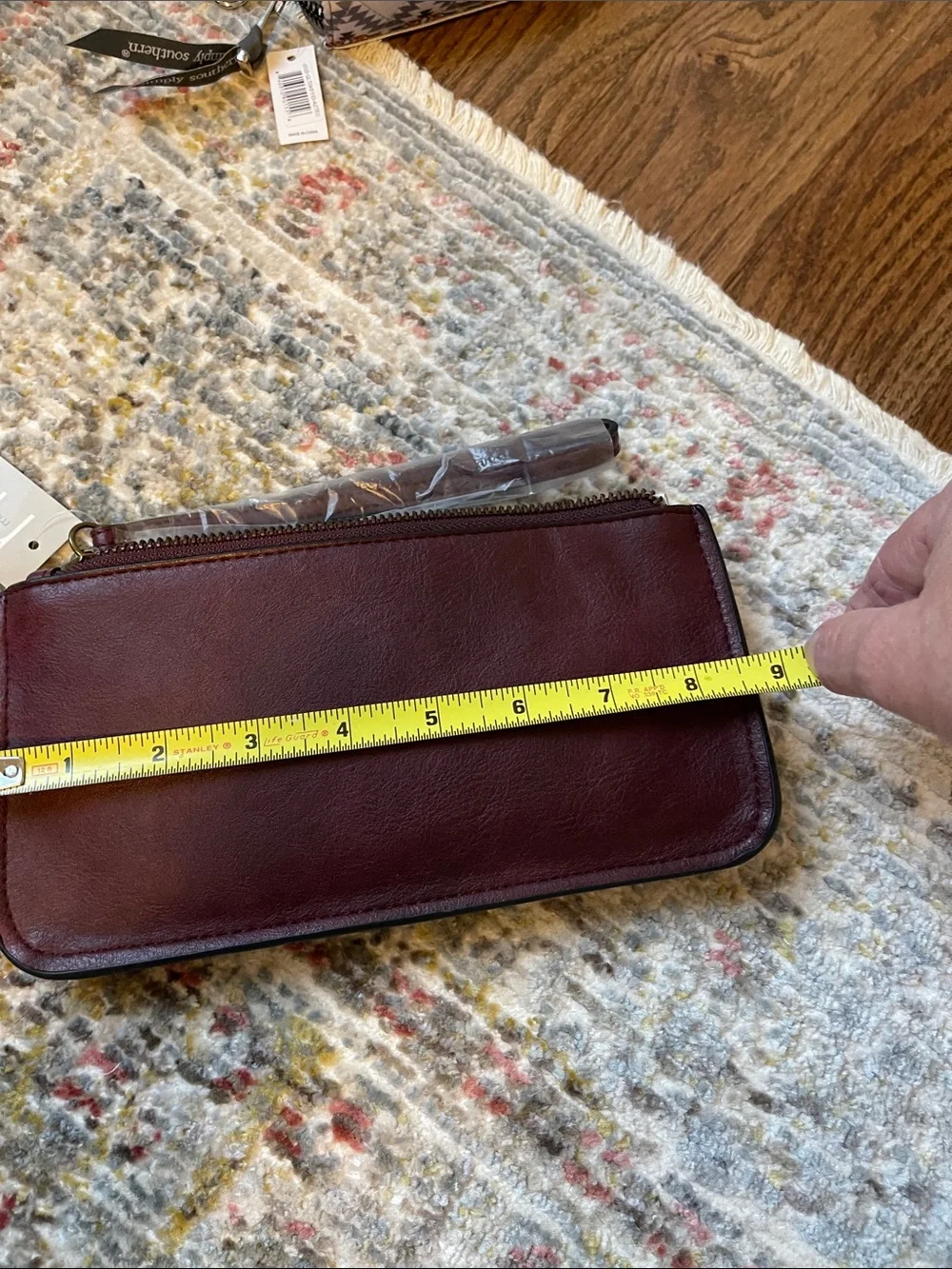 Maurices Burgundy Zip Wallet with Turn-Lock and Stud Details